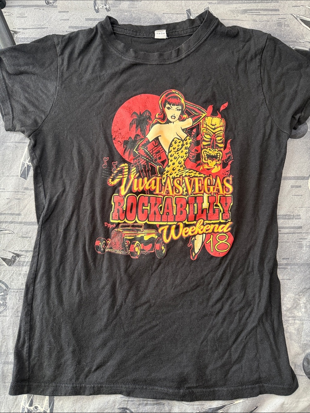 VIVA LAS VEGAS ROCKABILLY WEEKENDER DOUG P.GOSH ART VLV 18 GIRLY TEE SZ L